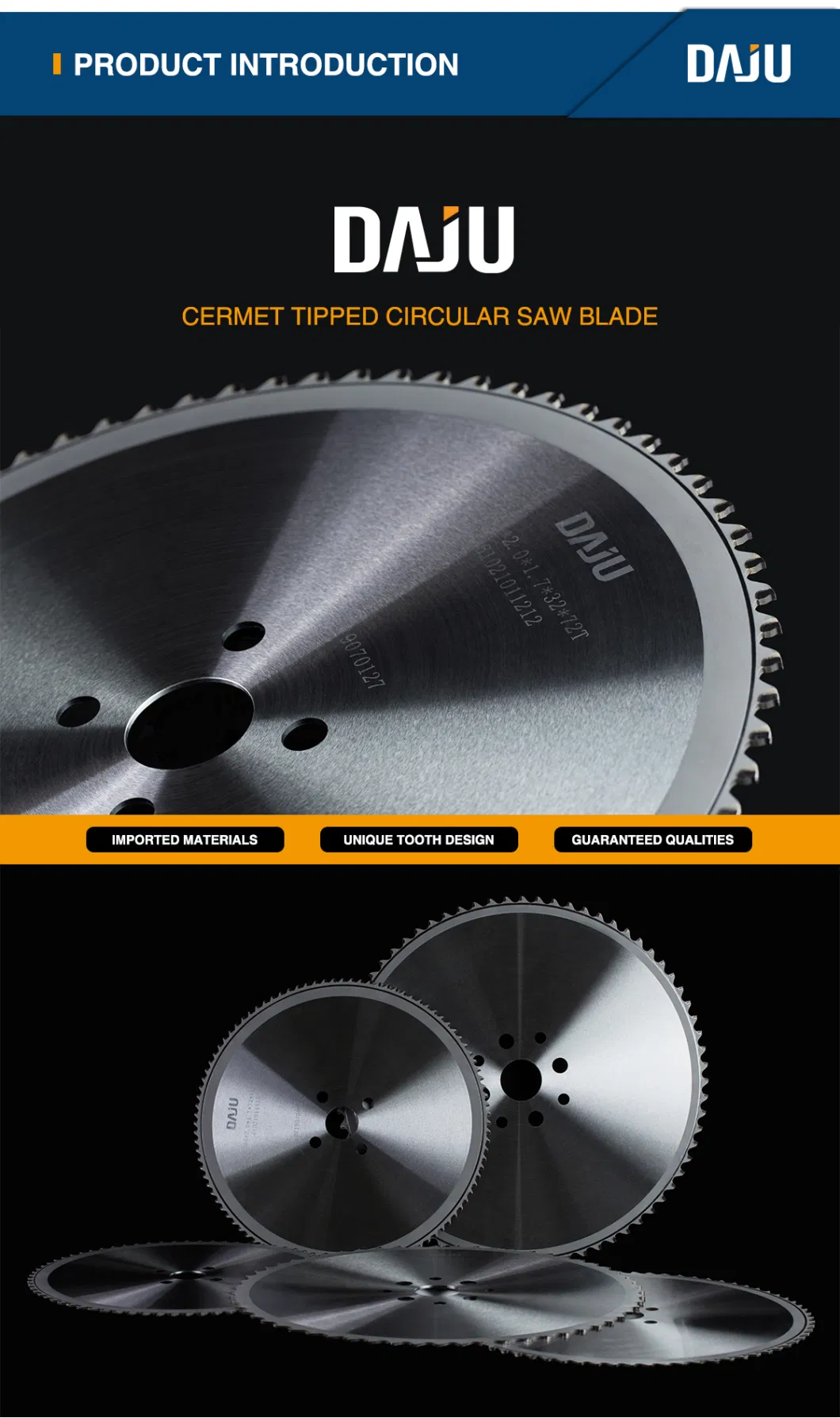 Daju Cermet Circular Saw Blade, Cold Saw Blade for Metal Cutting, CNC Circular Saw Machine Cutting Saw Blade