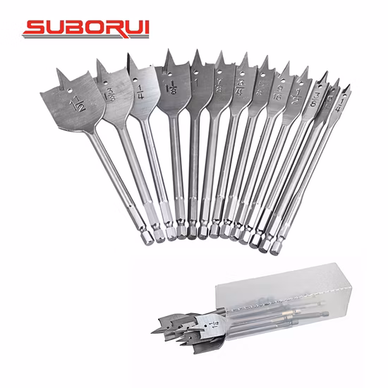 Spade Drill Bit Set- Black Coating, Premium Carbon Steel, Paddle Flat Bits for Woodworking, Assorted Bits