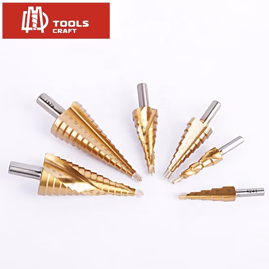 HSS Titanium Spiral Groove Hexagonal Handle Step Drill Bit with Electric Tool Woodworking